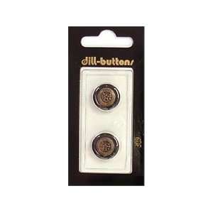  Dill Buttons 15mm Shank Black/Antique Gold 2 pc (6 Pack 