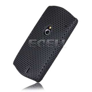 BLACK PERFORATED MESH HARD BACK CASE COVER FOR SONY ERICSSON XPERIA 