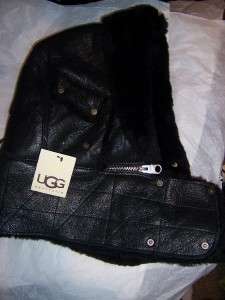 NWT UGG Shearling Winter Hood O/S Metallic Black,Style 5813  