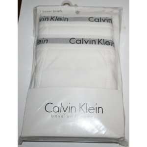  Calvin Klein Boys Boxer Briefs 2 Pack Size 12/14 White 