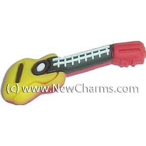 Guitar Yellow and Red Shoe Snap Charm Jibbitz Croc Style 