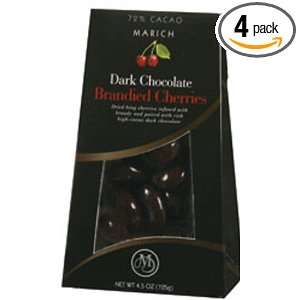 Marich Dark Chocolate Brandied Cherry, 4.5 Ounce Boxes (Pack of 4)