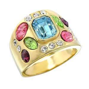  Womens Young Line Multicolor Swarovski Crystal Gold Tone 