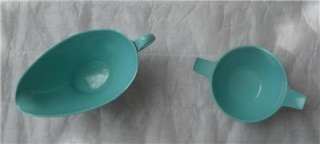 Vtg Blue Green Melmac Boonton Cream Sugar Bowl Dish  