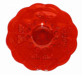 Ruby Red Glass Cherry and Cable Pattern Cake Platter  