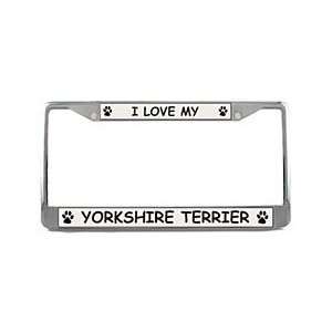  Yorkshire Terrier License Plate Frame (Chrome) Patio 