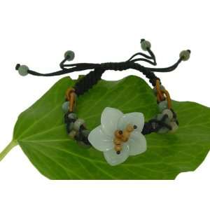   Breath of Heaven Flower Jade Bracelet Made with Black Cord Everything