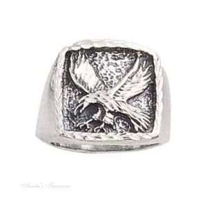   Silver Mens Fishing Eagle Talons Extended Ring Size 11 Jewelry