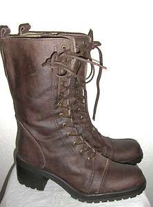 Womens Tall Brown Leather LACE & ZIP Boots,Made in Brazil by ESPIRIT 