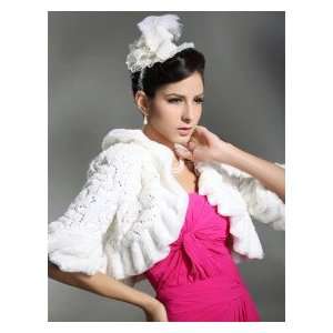   Sleeves Faux fur Bridal Wedding Jacket Wrap Shawl 05 