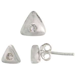  Sterling Silver Matte finish Triangular Earrings (6mm tall 