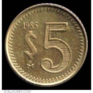 Brilliant Uncirculated 1985 Mexican 5 Pesos