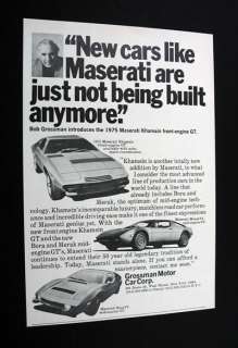 Grossman Maserati Khamsin Merak & Bora 1975 print Ad  