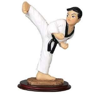  Silver j Taekwondo figurine, side kick, martial arts gift 