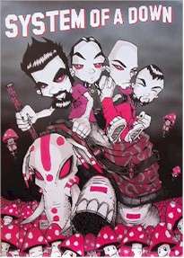 MUSIC POSTER ~ SYSTEM OF A DOWN CARTOON Mushroom Cult  