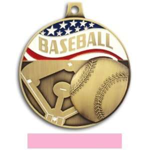   Baseball Medals GOLD MEDAL/PINK RIBBON 2.25 Arts, Crafts & Sewing