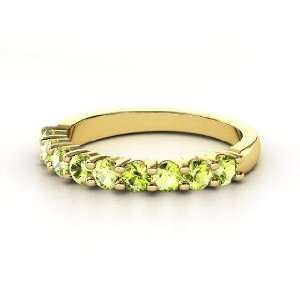  Nine Gem Band Ring, 14K Yellow Gold Ring with Peridot 