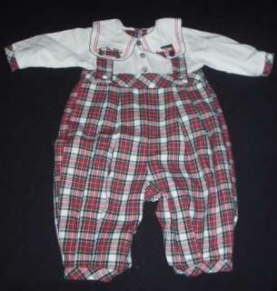 Carriage Boutiques Red Plaid Christmas Romper 6 M  