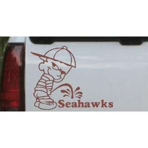 6in X 7.7in Brown    Pee on Seahawks Car Window Wall Laptop Decal 