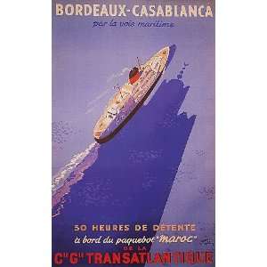 BORDEAUX CASABLANCA SHIP TRAVEL MOROC MOROCCO VINTAGE 