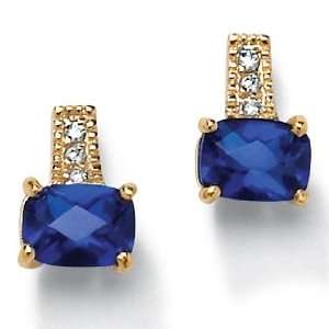  PalmBeach Jewelry Synthetic Blue Sapphire Gold plated 