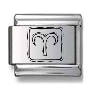  Symbolic Aries Icon in Box Black Laser Italian Charm 
