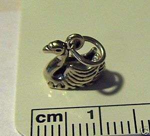 Sterling Silver Small 3D Swan Bird Animal Charm  