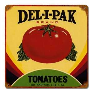 Del I Pak Tomatoes Vintage Can Label Sign 