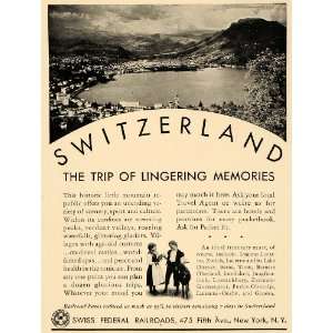  1934 Ad Swiss Federal Railroads Switzerland Travel Tour 