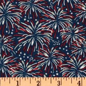   Sweet Liberty Fireworks Blue Fabric By The Yard Arts, Crafts & Sewing