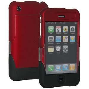  Amzer Rubberized Swill Case   Red Black Cell Phones 
