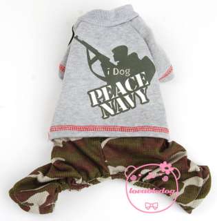 Gray Peace Navy Camo Pants Jumpsuit Dog Clothes Apparel 5 Size  