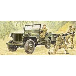  Italeri 1/35 Willys MB Jeep w/Trailer Kit Toys & Games