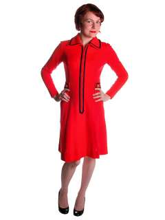 bright lipstick red wool knit makes up this ultra 1970s dress by r k 