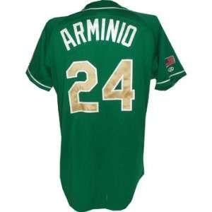  Matt Arminio 24 Notre Dame Baseball Green Game Used Jersey 
