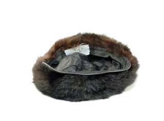   Louise   Super Soft Rabbit Fur Leather Brimmed Tam Cap Hat   Womens M