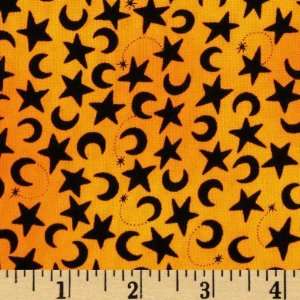  44 Wide Moon Dancers Stars & Moons Orange Fabric By The 
