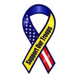  Red White Blue Support Our Troops Large Ribbon Magnet 4 x 