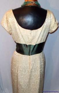 Vintage 60s Dress & Jacket Cream Brocade Designer Label  