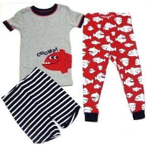   Red, White & Blue Smiling Fish Pajama Set   2 Toddler (2t) Baby