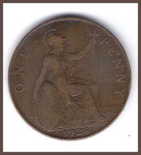 17. GREAT BRITAIN ONE PENNY GEORGE V 1926 / Modified Head  