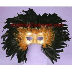  Gold Venetian Mask with Feathers Toys & Games