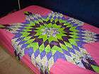 LIME, CHERRY & BLUE RASPBERRY Cotton Candy Lone Star Quilt Top  