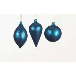  Set 12 Cobalt Blue Speckled Glass Finial Christmas 
