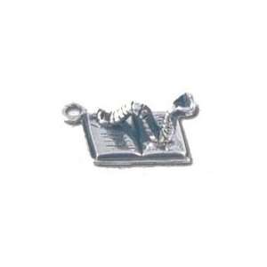  Solid Sterling Silver Book Worm Charm Jewelry