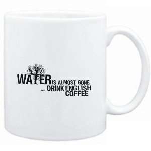  Mug White  Water is almost gone  drink English Coffee 