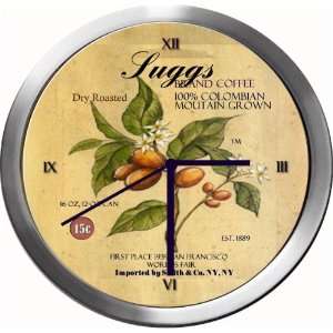  SUGGS 14 Inch Coffee Metal Clock Quartz Movement Kitchen 