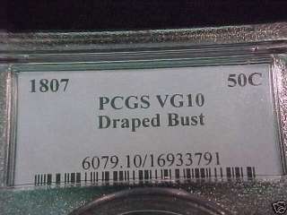 1807 PCGS VG 10 Draped Bust Half Dollar Obv. Die Bulged  