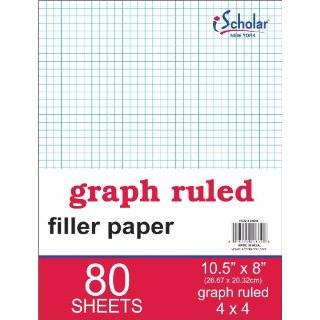 iScholar Quad Filler Paper, 4 Squares per Inch, 10.5 x 8 Inches, 80 