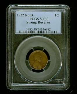 1922 No D (Plain) 1C PCGS VF 30 Strong Reverse Lincoln Wheat Penny 